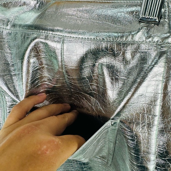 Torn by Ronny Kobo Donnie Metallic Silver Animal Print Asymmetrical Mini Skirt - Picture 10 of 11